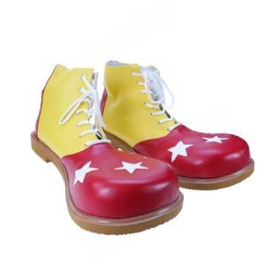 Clown Schuhe - rot/gelb mit weißen Sternen