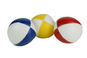 Einsteigerset aus 3 Jonglierbällen | 100 g | 62 mm | rot/weiß - blau/weiß - gelb/weiß