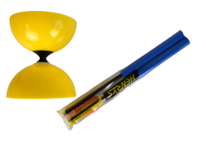 Set Sundia Fly diabolo 1 KL + blauwe hernys fiber handstokken