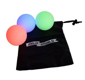 Set aus 3 wiederaufladbaren mulifunktions-LED-Jonglierbällen - 70 mm - mit Beutel