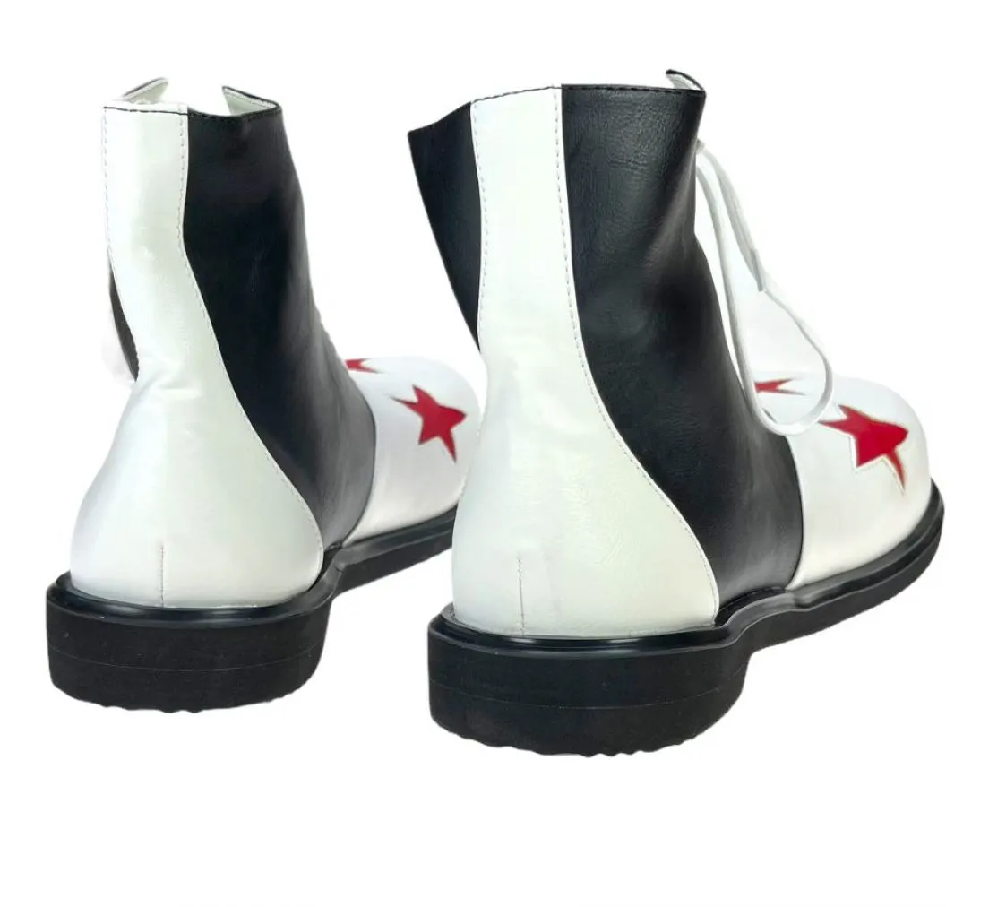 Clown Schuhe - weiß mit roten Sternen