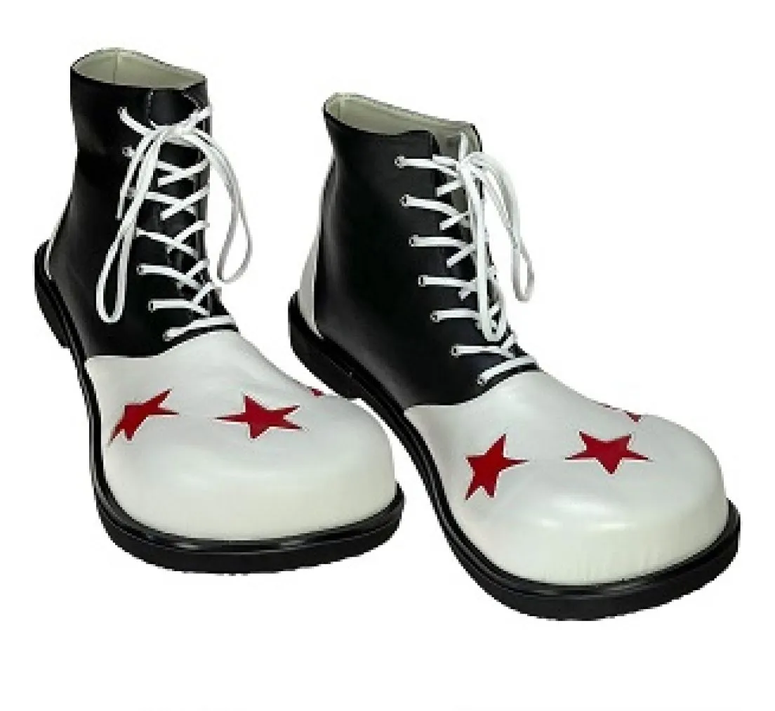 Clown Schuhe - weiß mit roten Sternen