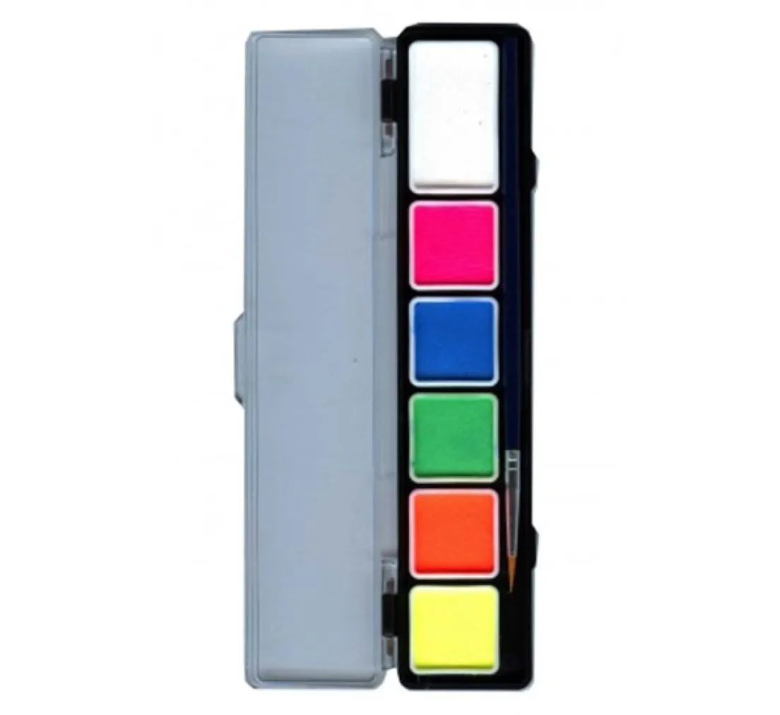 Schminkpalette NEON - 6 Farben - inklusive Pinsel