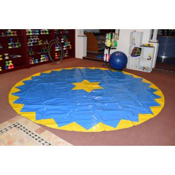 Manegeplane - Zirkusboden - 4 m - blau/gelb - gerändelte Kante