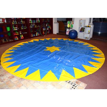 Manegeplane - Zirkusboden - 5 m - blau/gelb - gerändelte Kante
