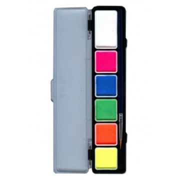 Schminkpalette NEON - 6 Farben - inklusive Pinsel