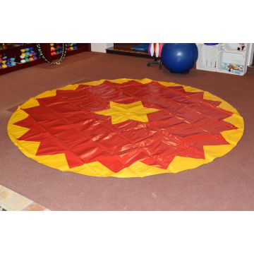 Manegeplane - Zirkusboden - 3 m - rot/gelb - gerändelte Kante - Kompassstern
